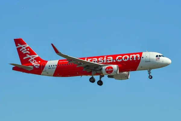 Saigon Vietnam Février 2019 Rac Airasia Airbus A320 Atterrissant Aéroport — Photo