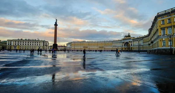 Санкт Петербург Росія Жовтня 2016 Вид Палацової Площі Заході Сонця — стокове фото