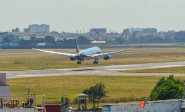 Saygon, Vietnam - 19 Şubat 2019. Vn-A864 Vietnam Airlines Boeing 787-9 Dreamliner Tan Son Nhat Havaalanı 'na iniş (Sgn).