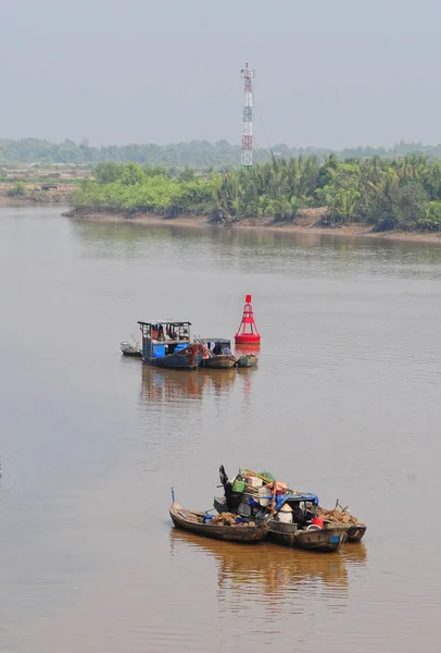 Isolate Boat Galleggiante Sul Fiume Mekong Vietnam — Foto Stock