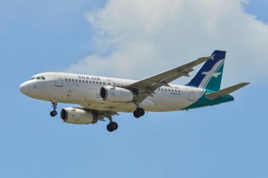 Changi Havaalanı'na uçak iniş (Sin)