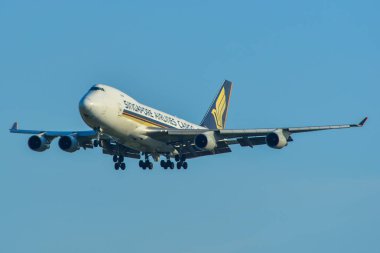 Changi Havaalanı'na uçak iniş (Sin) 