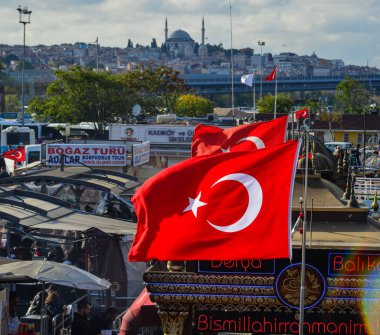 Türk yatları bayrakla iskelede