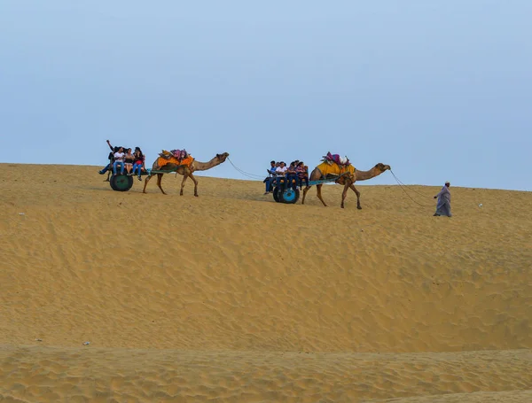 Camello montando en el desierto de Thar en Jaisalmer, India — Foto de Stock