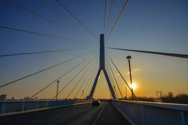 Vista da ponte de cabo em Harbin, China — Fotografia de Stock