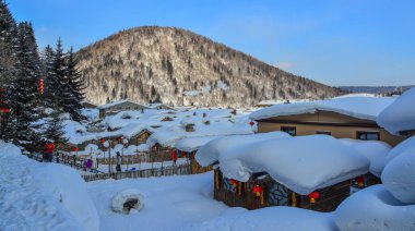 Snow Village in Harbin, Çin 
