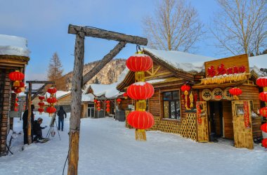 Snow Village in Harbin, Çin 