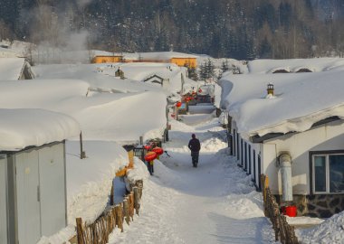 Snow Village in Harbin, Çin 