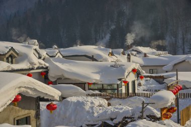 Snow Village in Harbin, Çin 