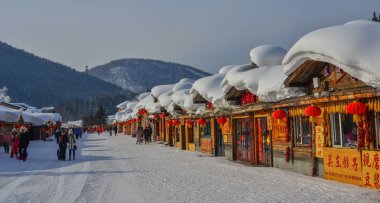 Snow Village in Harbin, Çin 