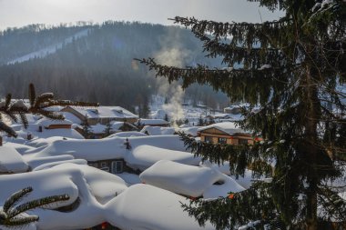 Snow Village in Harbin, Çin 