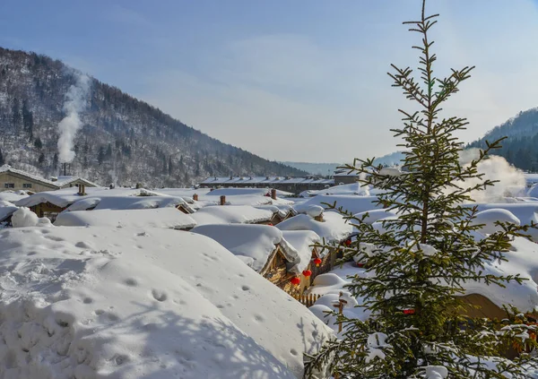 Снежная деревня в Харбине — стоковое фото