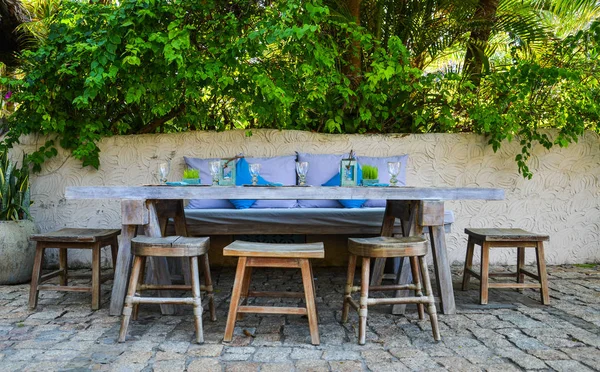 Outdoor furniture in the luxury restaurant