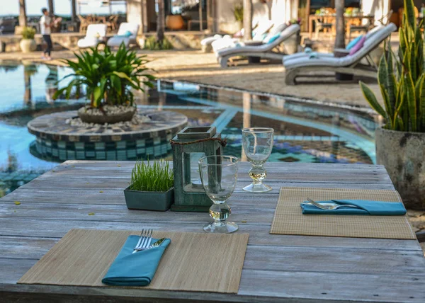 Outdoor furniture in the luxury restaurant