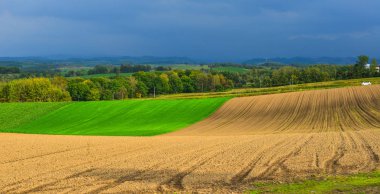 Biei kırsal sahne, Japonya 