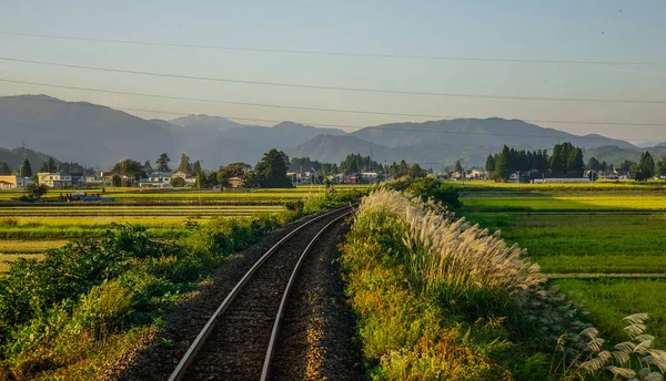 Rail track at countryside in Hokkaido, Japan