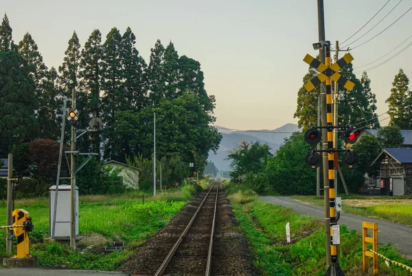 Circuito ferroviario in campagna a Hokkaido, Giappone — Foto Stock