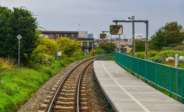 Circuito ferroviario in campagna a Hokkaido, Giappone — Foto Stock