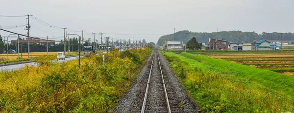 Hokkaido kırsal demiryolu, Japonya — Stok fotoğraf