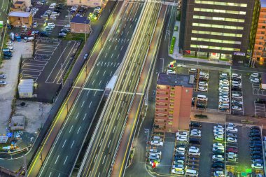 Sendai, Japonya'nın gece manzarası 