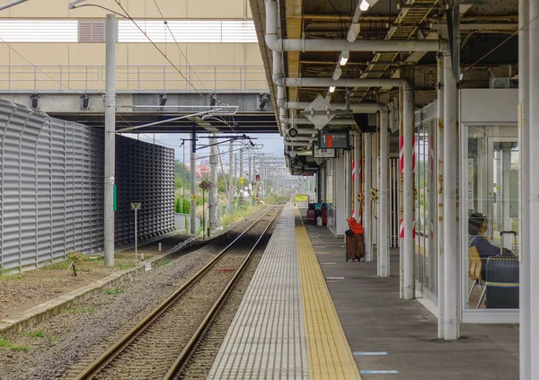 Trilhas de trem na estação em Aomori, Japão — Fotografia de Stock