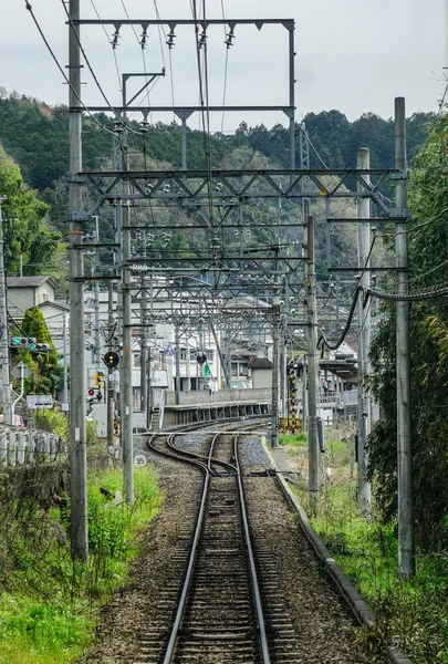 Rail tracks in countryside of Osaka, Japan — Stock Photo, Image