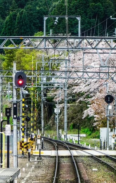 Vasútvonalak a vidéken Osaka, Japán — Stock Fotó