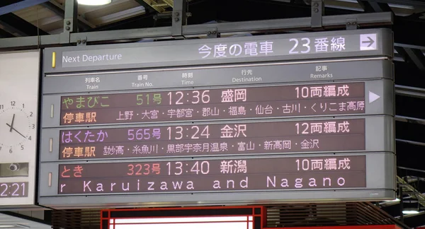 Electric information panel of Shinkansen train — Stock Photo, Image
