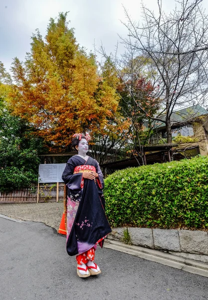 Mulheres usam quimono japonês na rua — Fotografia de Stock