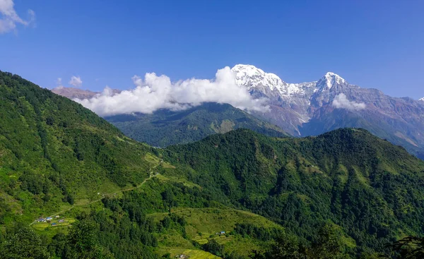 Snow covered peak of Annapurna Massif — Stock Photo, Image
