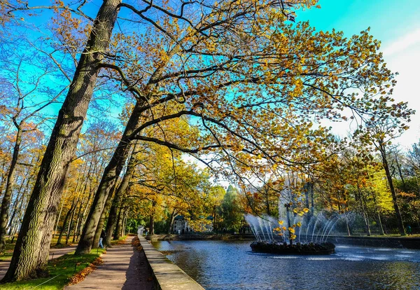 Peterhof Palace,Rusya'da sanat çeşmesi — Stok fotoğraf