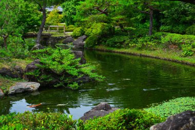 Japon bahçesinde pastoral manzara