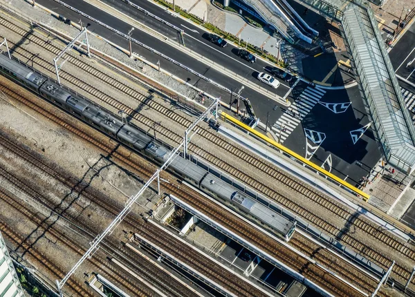 Vue aérienne des voies ferrées à Tokyo, Japon . — Photo