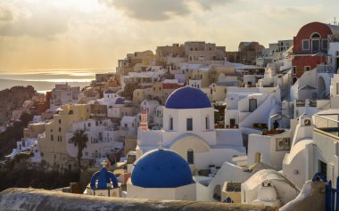 Santorini Island güzel kasaba, Yunanistan 