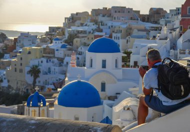 Santorini Island güzel kasaba, Yunanistan 