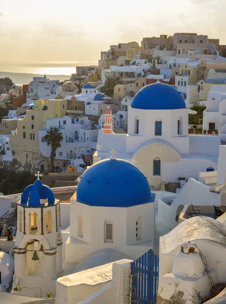 stock image Blue church in Santorini Island, Greece 