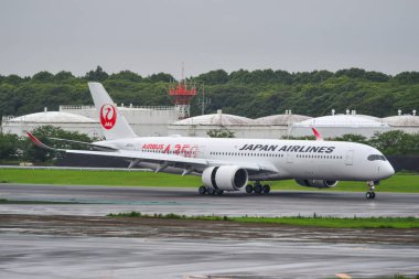 Havaalanındaki yolcu uçağı. 