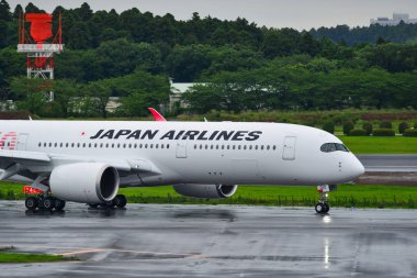 Havaalanındaki yolcu uçağı. 