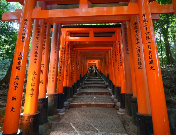 Puertas Torii en el Santuario Inari de Fushimi en Kyoto, Japón —  Fotos de Stock