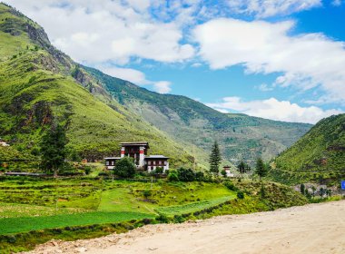 Thimphu, Butan'daki dağ manzarası 