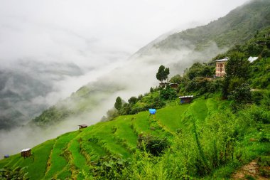 Bhutan'daki dağ manzarası 
