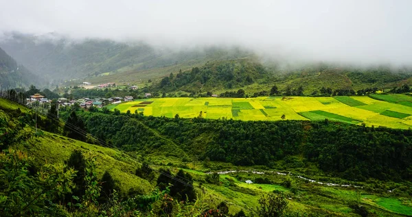 Hegyvidéki tájak Kingdoom a Bhután — Stock Fotó