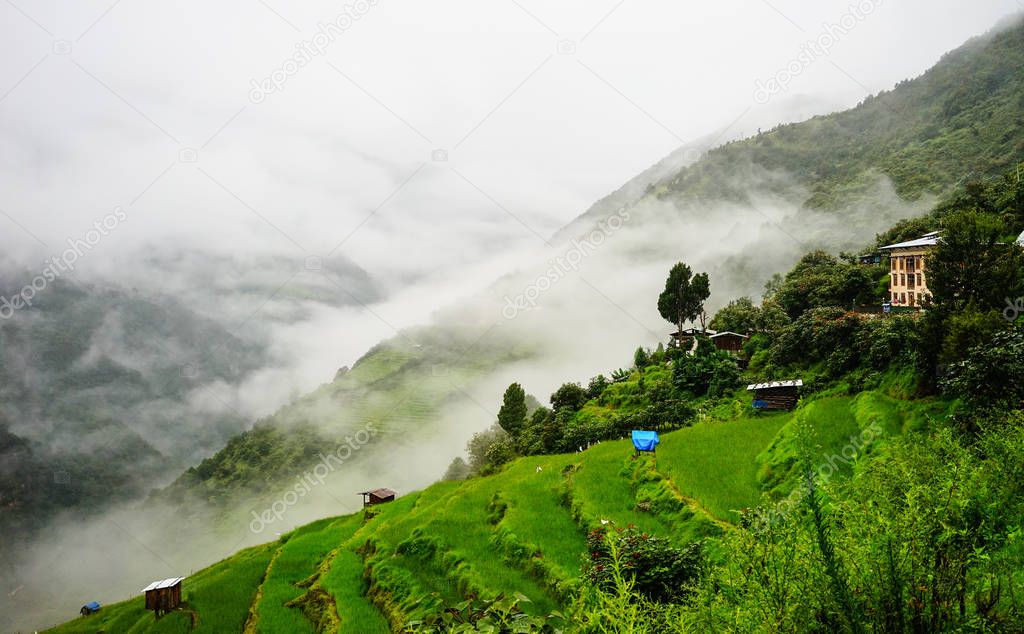 Mountain scenery in Bhutan 