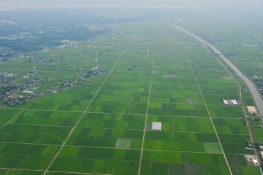 Yaz günlerinde kırsal manzara üzerinde uçan 