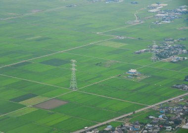 Yaz günlerinde kırsal manzara üzerinde uçan 