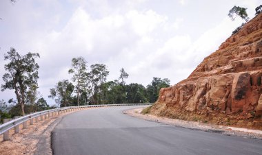 Yeşil ormanlı dağ yolu 