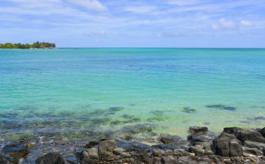 mauritius Adası'nın deniz manzarası 