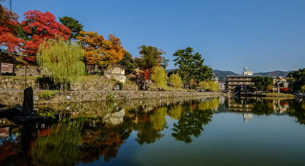 Lake landschap in de herfst in Nara, Japan — Stockfoto