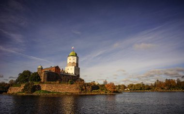 Güneşli bir günde Vyborg St. Olav Kulesi