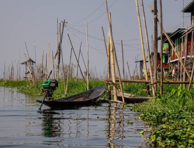 Inle Gölü üzerinde yüzen evler, Myanmar 